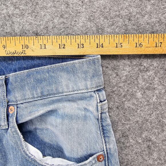 Gap Jeans Womens Sz 2 / 26 Ankle Flare Light Indigo Destroyed Raw Hem High Rise - Picture 9 of 16